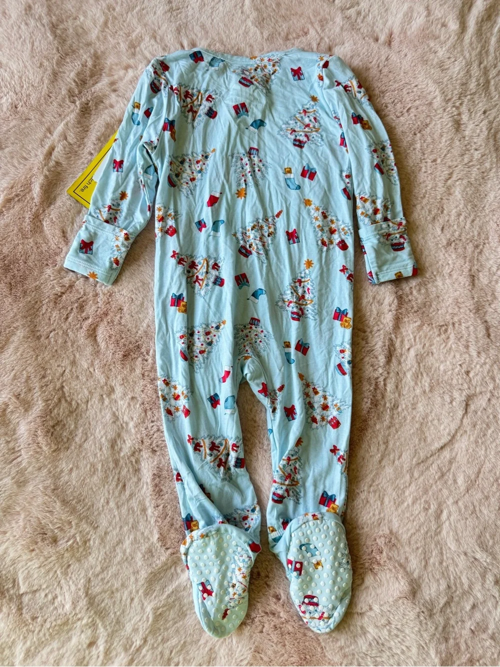 NWT Angel Dear 2-Way Zipper Footie Pajamas Vintage Christmas Trees Size 6-9mo
